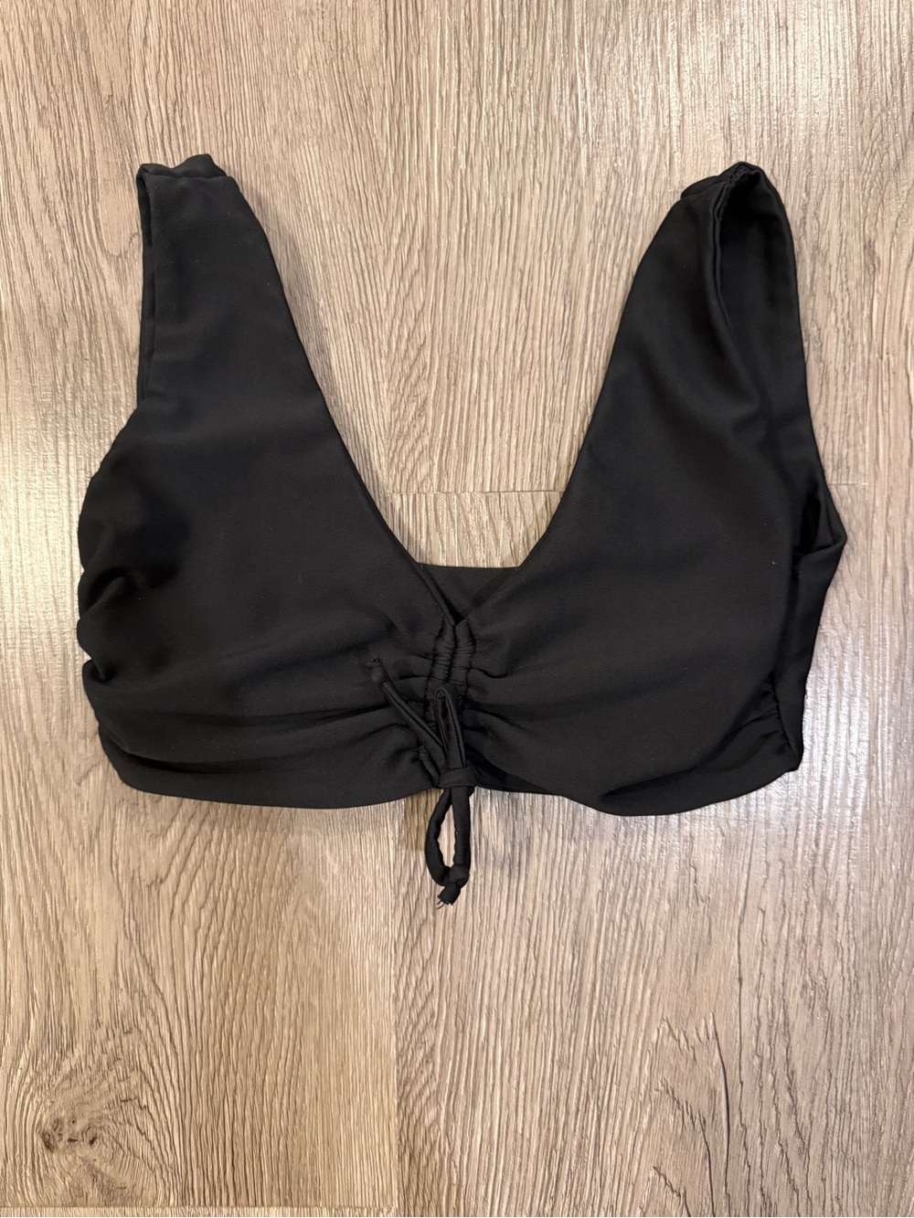 FIVE Dancewear Black Women's V-Neck Tie-Front Crop Top